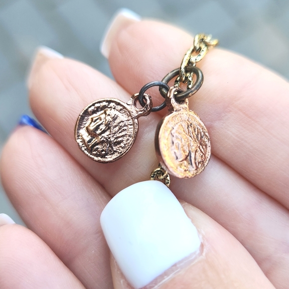 Anthropologie Blue Agate Quartz Druzy Amulet Charm Necklace RARE - Picture 11 of 12